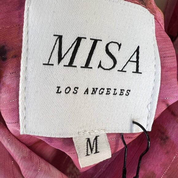 NEW MISA Los Angeles Pink Bo Ruffle Maxi Dress $460 - Picture 11 of 13